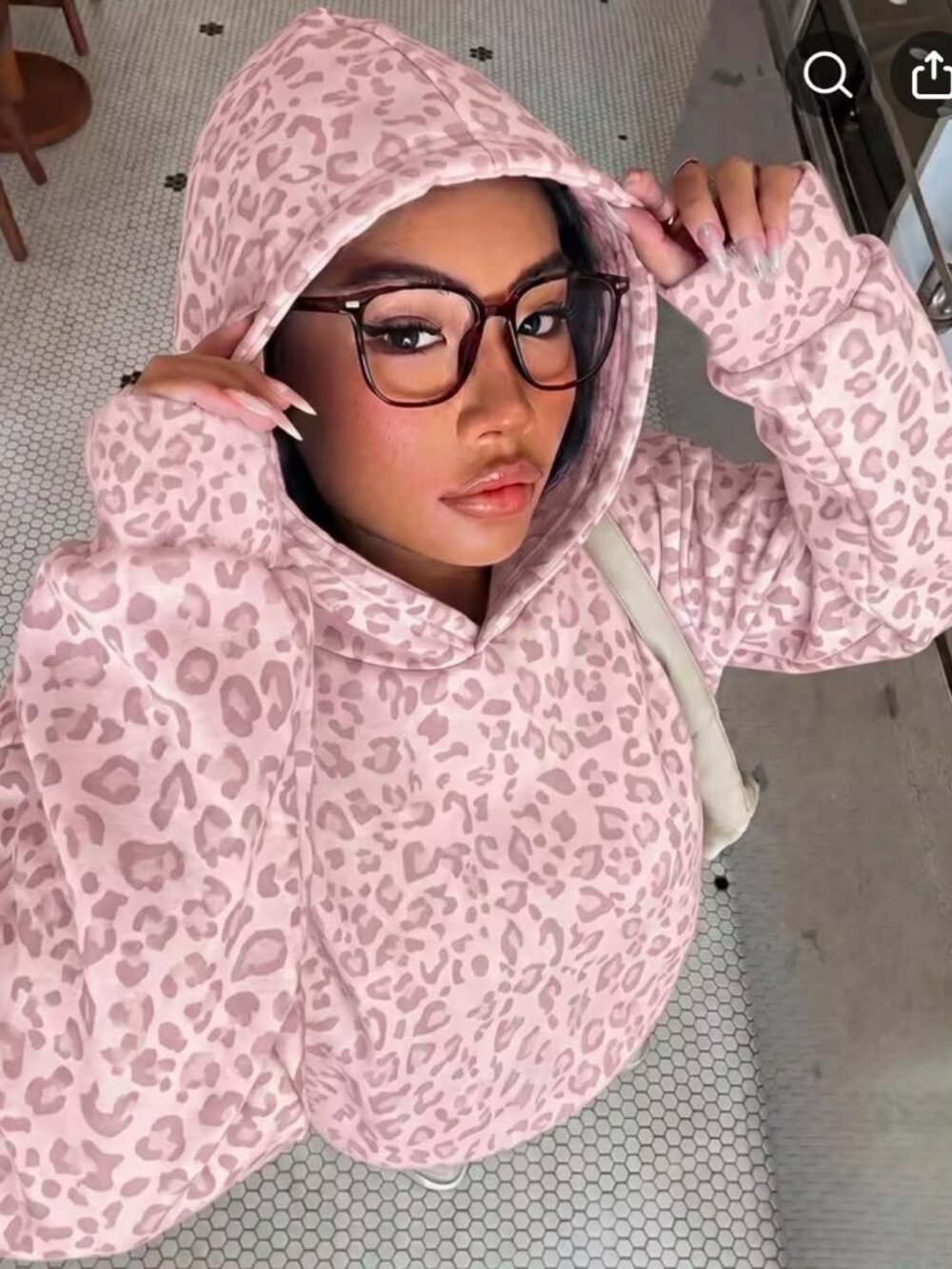 Brand New Tagless Women's Pink Animal Print Hoodie Size M